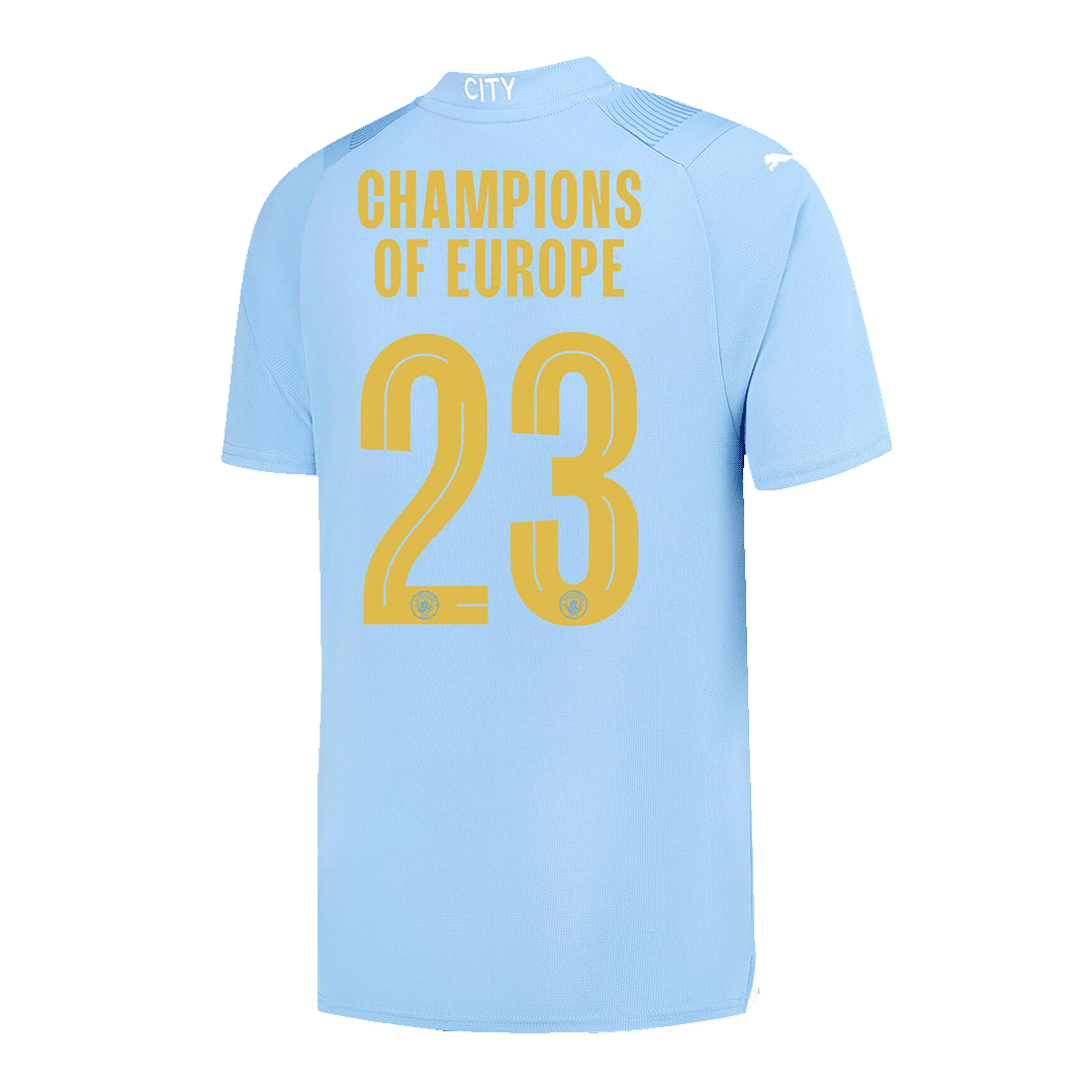 Manchester City CHAMPIONS OF EUROPE #23 Home  Soccer Jersey 2023/24 Top Soccer Jerseys Store