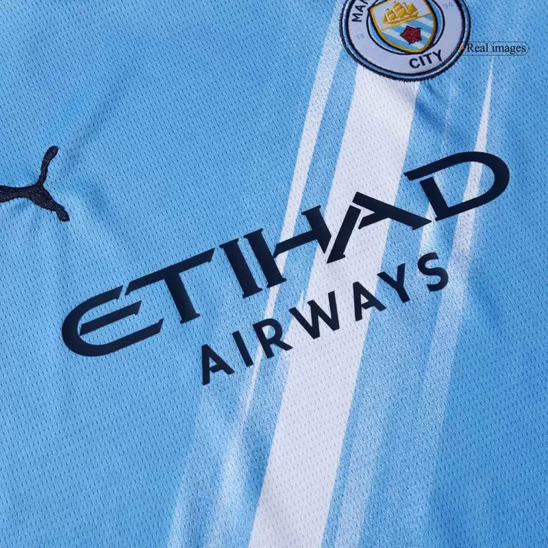 Kid's Manchester City Home Soccer Jersey Kit(Jersey+Shorts) 2025/26