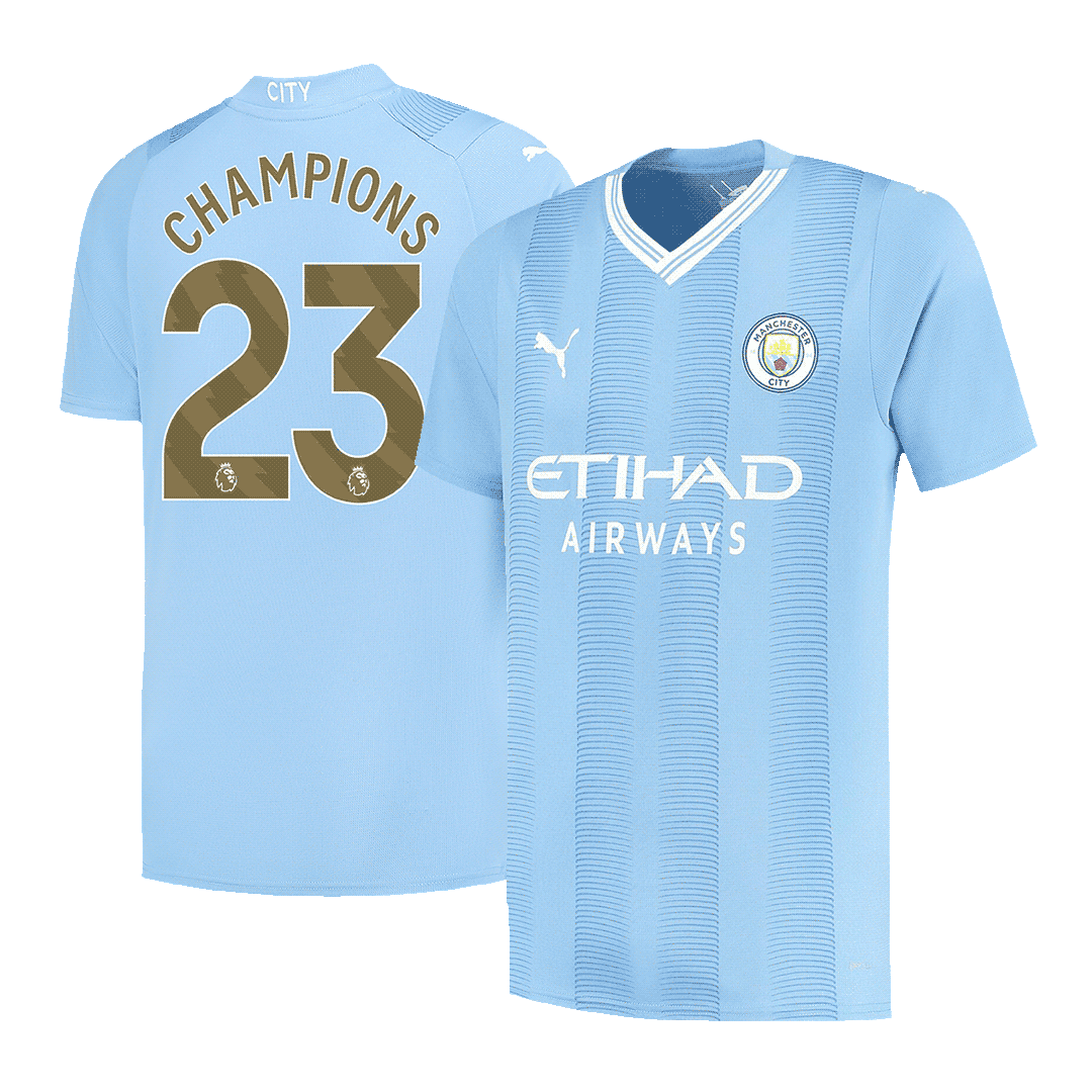CHAMPIONS #23 Manchester City Home  Soccer Jersey 2023/24 Top Soccer Jerseys Store