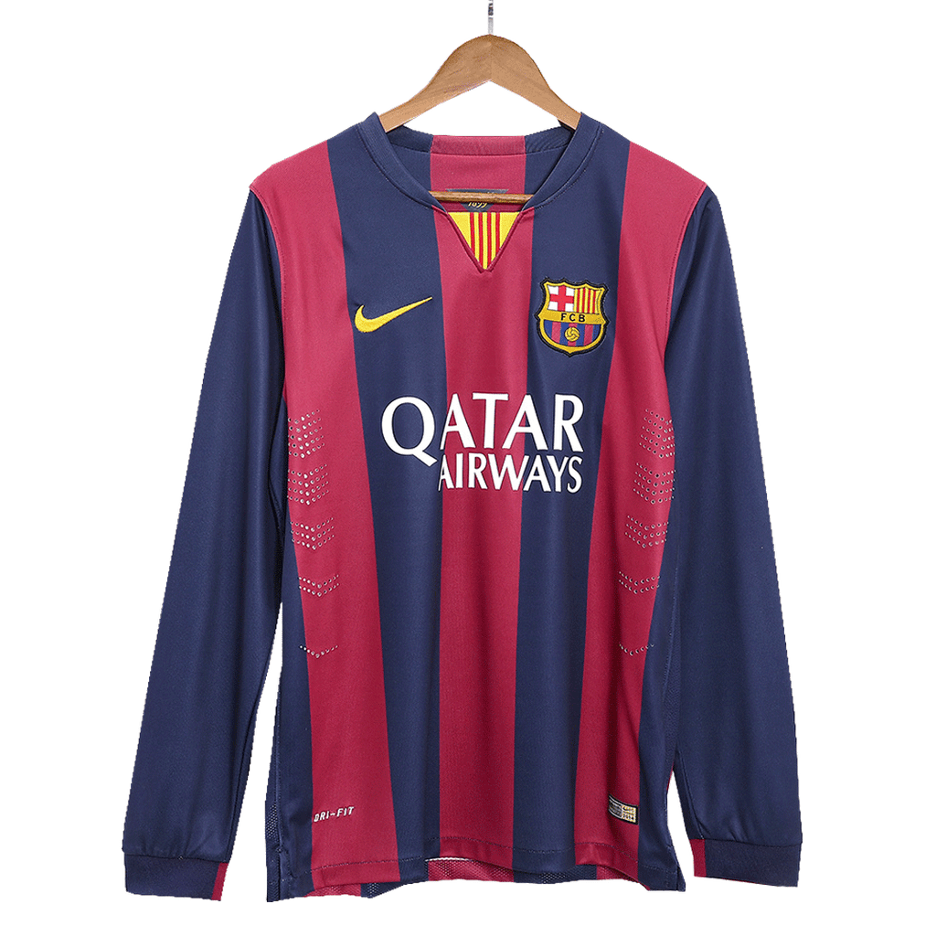 Retro MESSI #10 2014/15 Barcelona Home Long Sleeve  Soccer Jersey Top Soccer Jerseys Store