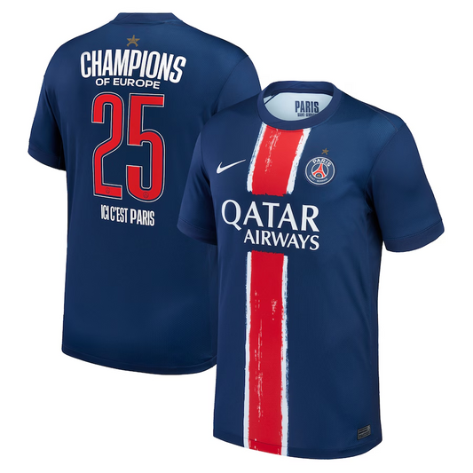 Kid's PSG Home Soccer Jersey Kit(Jersey+Shorts) 2024/25 Special Edition -Champions of Europe 2025 Go Game Wear
