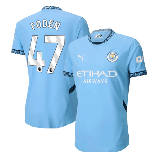 Player Version FODEN #47 Manchester City Home  Soccer Jersey 2024/25 Top Soccer Jerseys Store