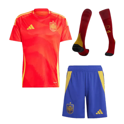 Spain Home Soccer Jersey Kit(Jersey+Shorts+Socks) 2024/25 Go Game Wear