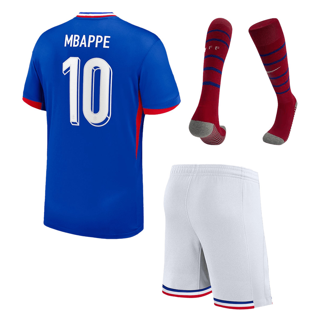 Kid's France MBAPPE #10 Home Jerseys Full Kit Euro 2024 Go Game Wear