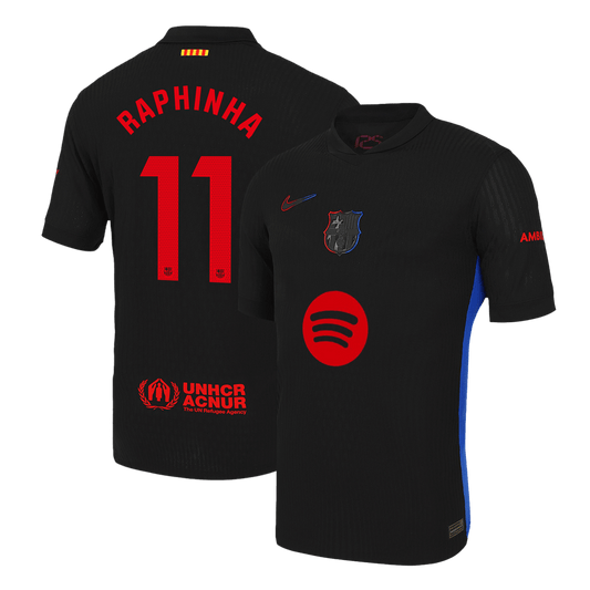 Player Version RAPHINHA #11 Barcelona Away  Soccer Jersey 2024/25 -?Spotify Logo Without Text? Top Soccer Jerseys Store