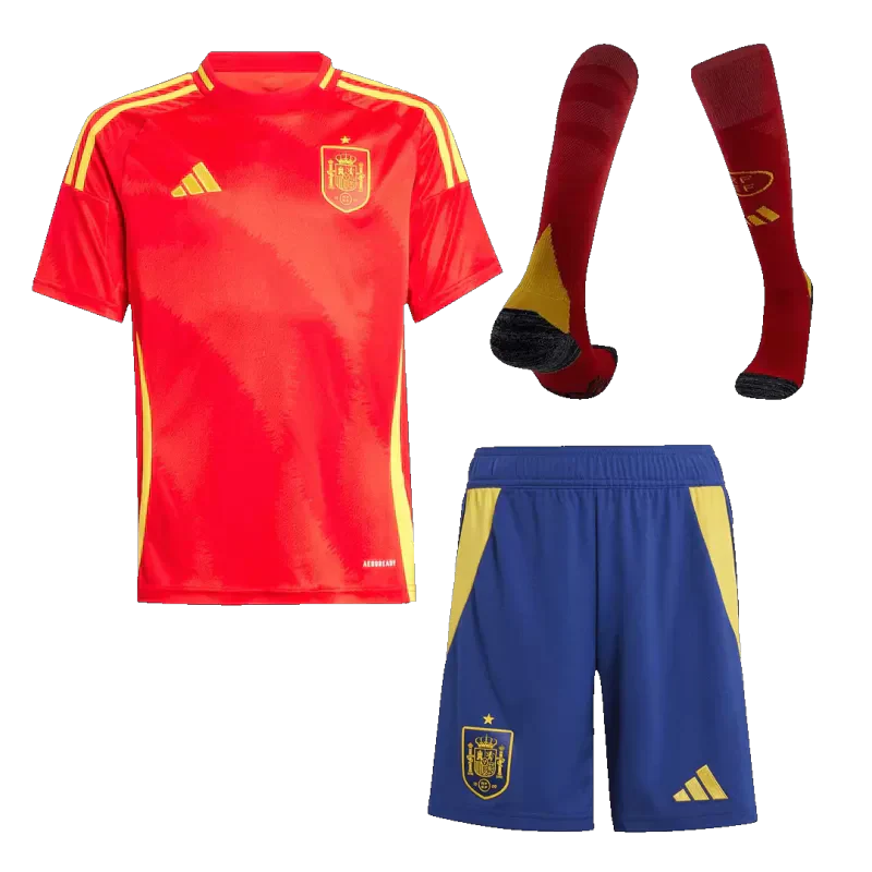 Kid's Spain Home Soccer Jersey Kit(Jersey+Shorts+Socks) 2024/25 Go Game Wear