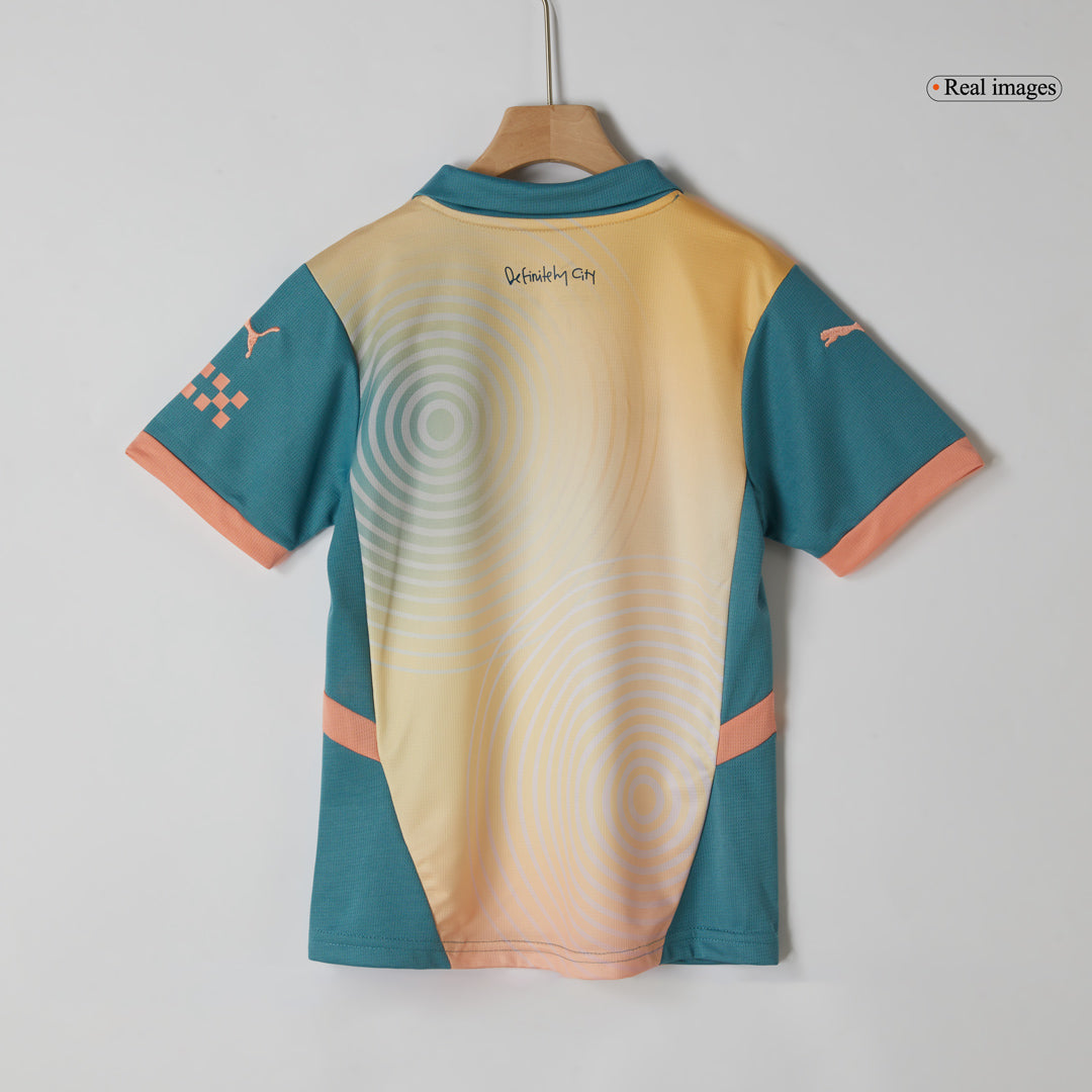 Kid's Manchester City Fourth Away  Soccer Jersey Kit(Jersey+Shorts) 2024/25- Definitely City (UCL) Top Soccer Jerseys Store