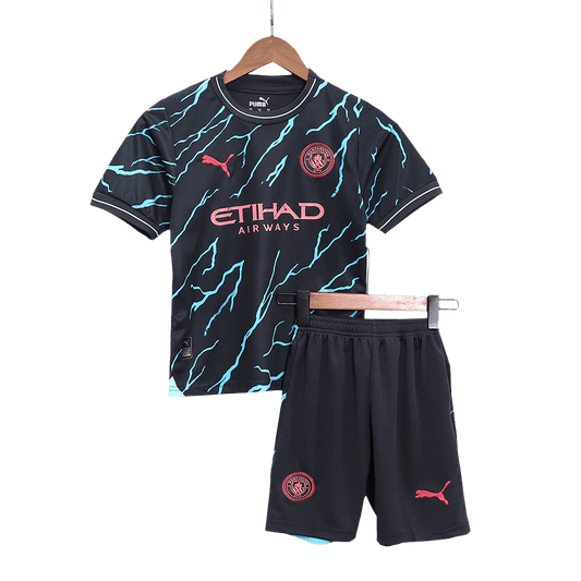 Kid's Manchester City Third Away  Soccer Jersey Kit(Jersey+Shorts) 2023/24 Top Soccer Jerseys Store