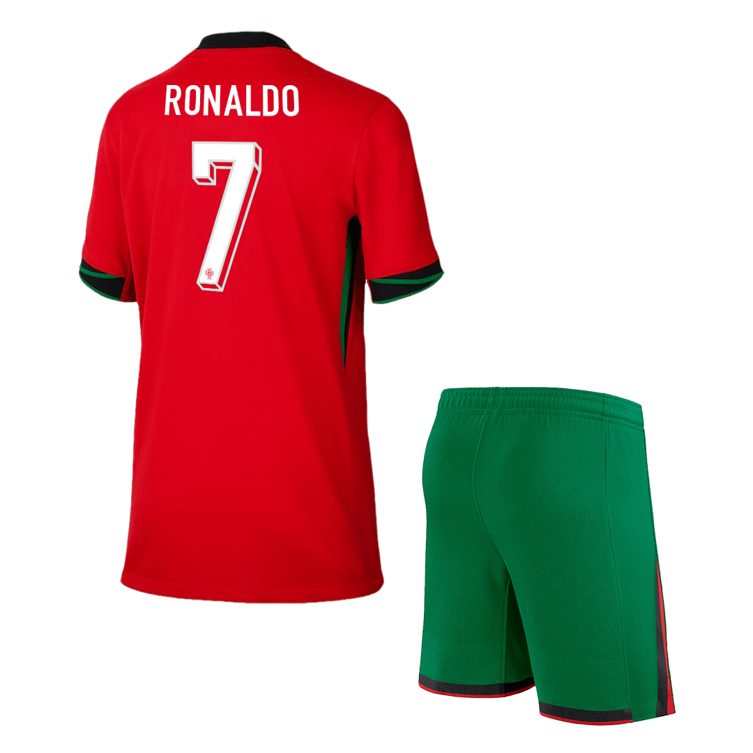 Kid's Portugal RONALDO #7 Home Jerseys Kit(Jersey+Shorts) Euro 2024 Go Game Wear