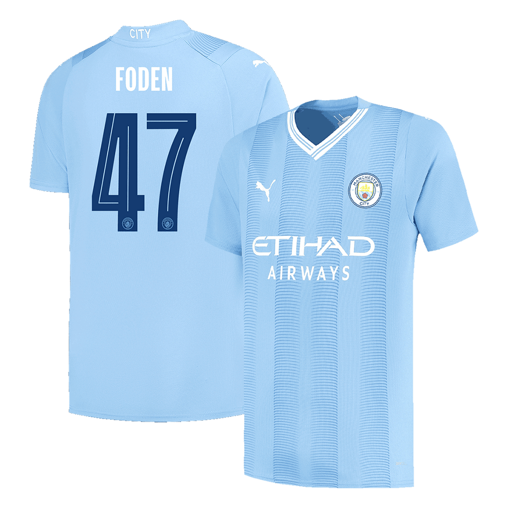 FODEN #47 Manchester City Home  Soccer Jersey 2023/24 - UCL Top Soccer Jerseys Store