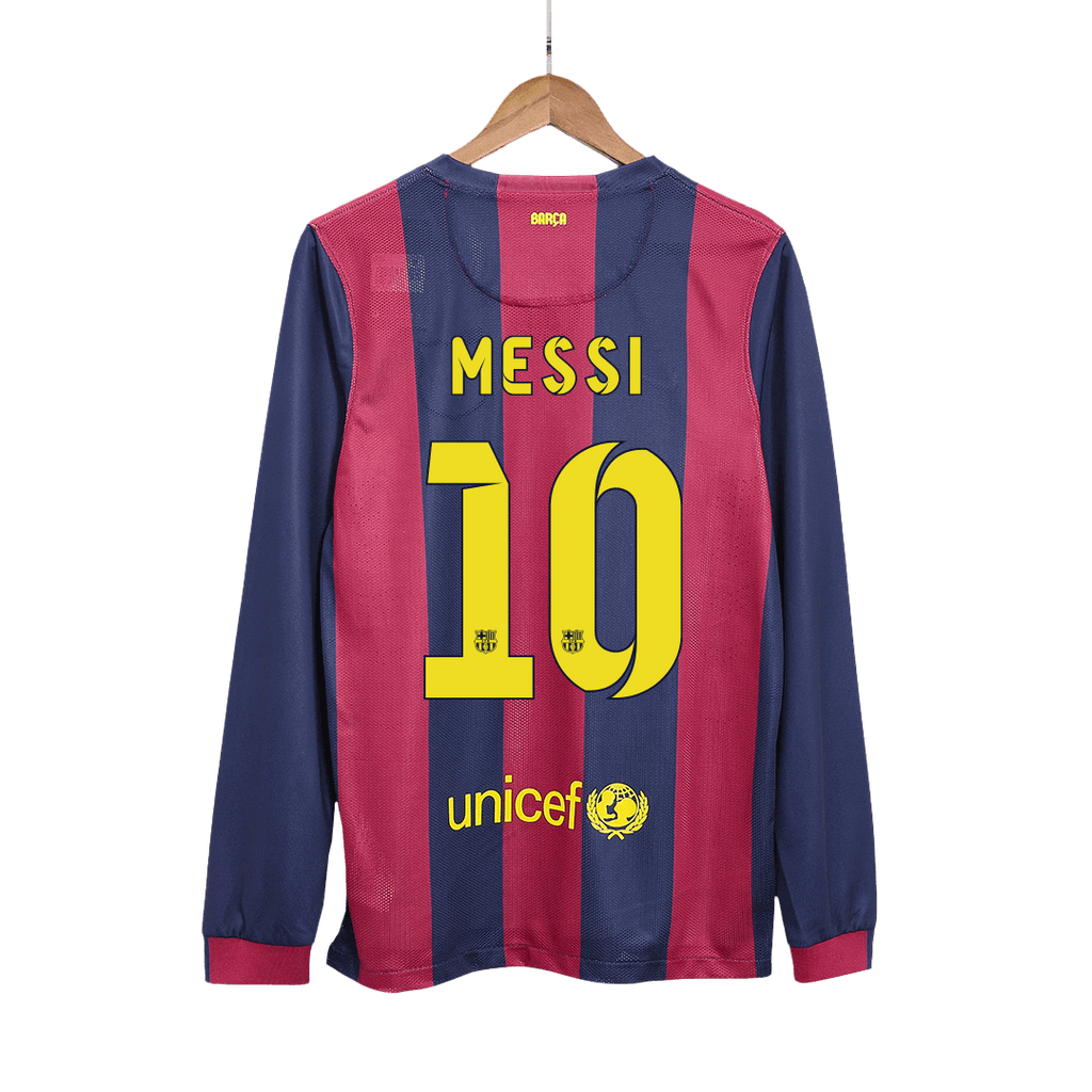 Retro MESSI #10 2014/15 Barcelona Home Long Sleeve  Soccer Jersey Top Soccer Jerseys Store