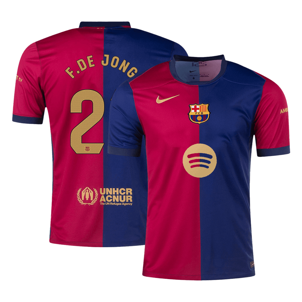F.DE JONG #21 Barcelona Home  Soccer Jersey 2024/25- Spotify Logo Without Text Top Soccer Jerseys Store