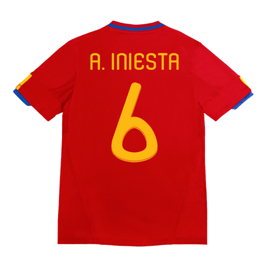 Retro A. INIESTA #6 2010 Spain Home  Soccer Jersey Top Soccer Jerseys Store