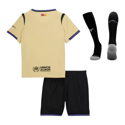Kid‘s Barcelona Away Soccer Jerseys (Jersey+Short+Socks) Kit 2025/26