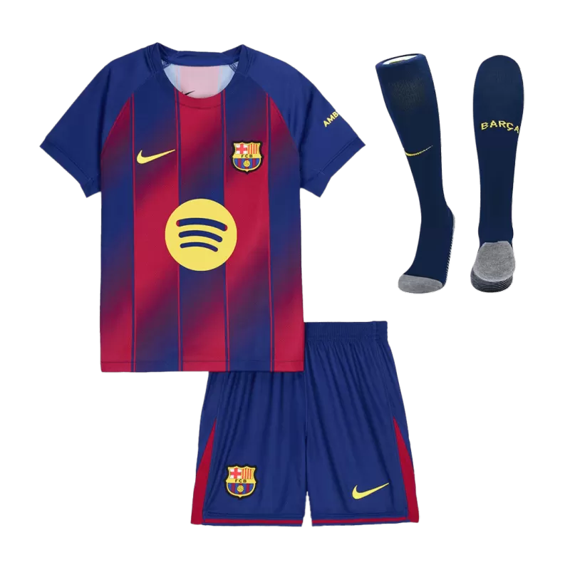Kid‘s Barcelona Home Soccer Jerseys (Jersey+Short+Socks) Kit 2025/26