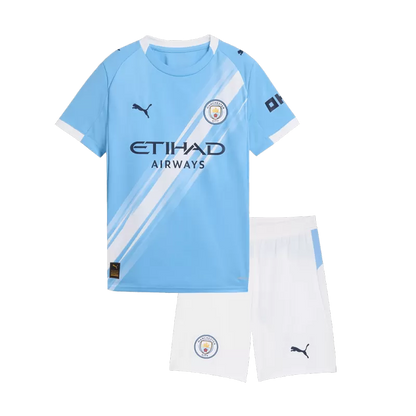 Kid's Manchester City Home Soccer Jersey Kit(Jersey+Shorts) 2025/26