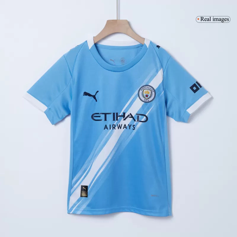 Kid's Manchester City Home Soccer Jersey Kit(Jersey+Shorts) 2025/26