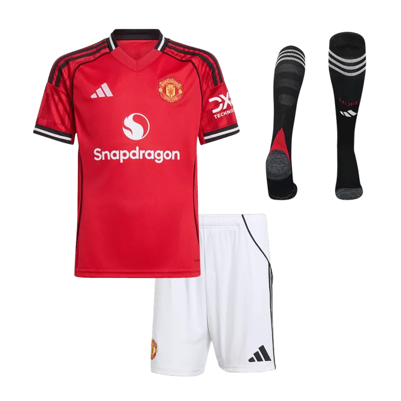 Kid's Manchester United Home Soccer Jersey Kit(Jersey+Shorts+Socks) 2025/26