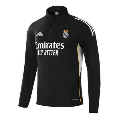 Kid's Real Madrid 1/4 Zip Training Kit (Jacket+Pants) 2025/26 - Black