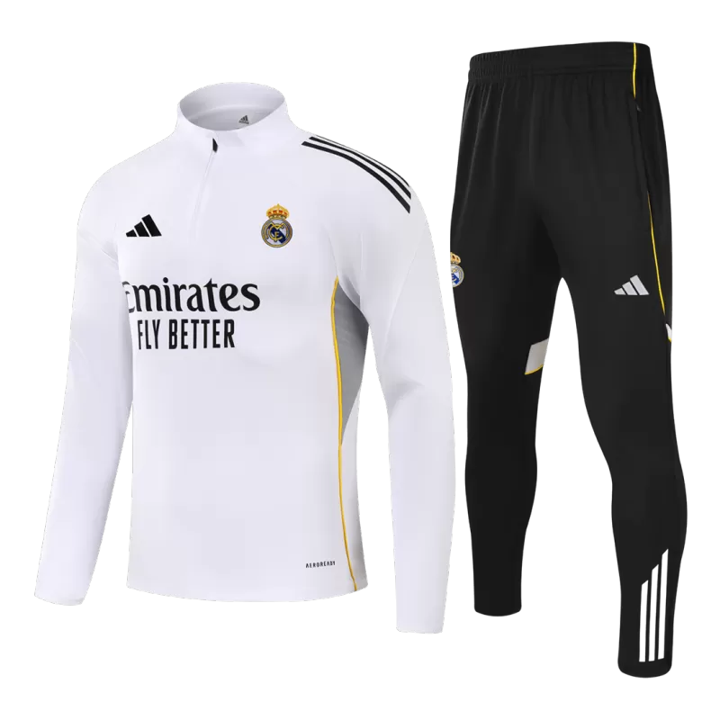 Kid's Real Madrid 1/4 Zip Training Kit (Jacket+Pants) 2025/26 - White