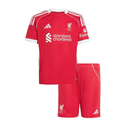 Kids Liverpool Home Soccer Jerseys Kit 2025/26 (Jersey+Shorts)