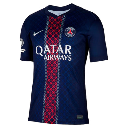 PSG Home Match Shirt 2025-26 with Champions League and UEFA Foundation 10th Anniversary Badge Go Game Wear