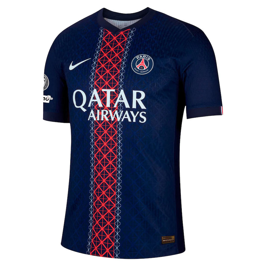Player Verison PSG Home Match Shirt 2025-26 with Champions League and UEFA Foundation 10th Anniversary Badge Go Game Wear