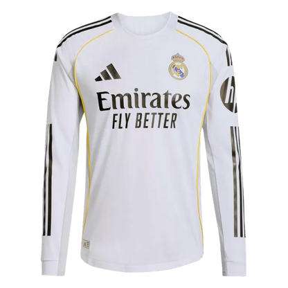 Player Version Real Madrid Home Long Sleeve Soccer Jersey 2025/26