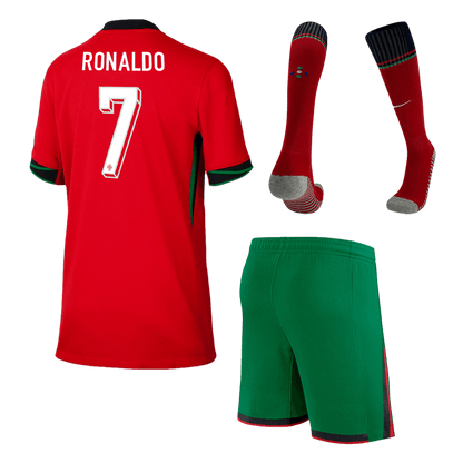 Kid's Portugal RONALDO #7 Home Jerseys Full Kit Euro 2024 Go Game Wear