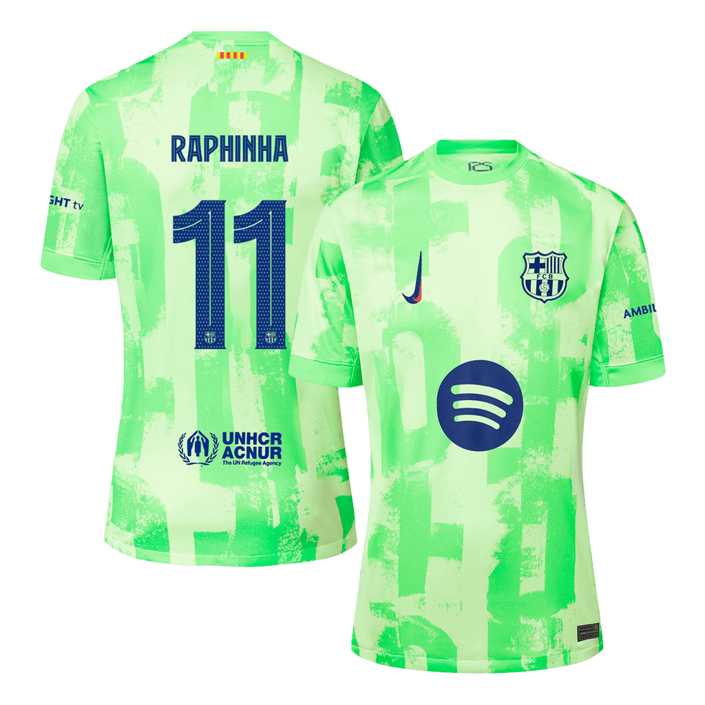 RAPHINHA #11 Barcelona Third Away  Soccer Jersey 2024/25 - UCL?Spotify Logo Without Text? Top Soccer Jerseys Store