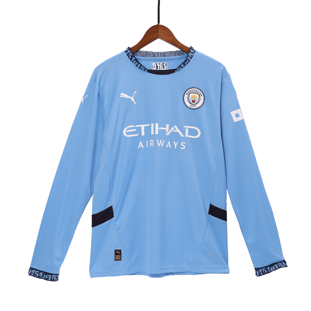 Manchester City Home Long Sleeve  Soccer Jersey 2024/25 Top Soccer Jerseys Store