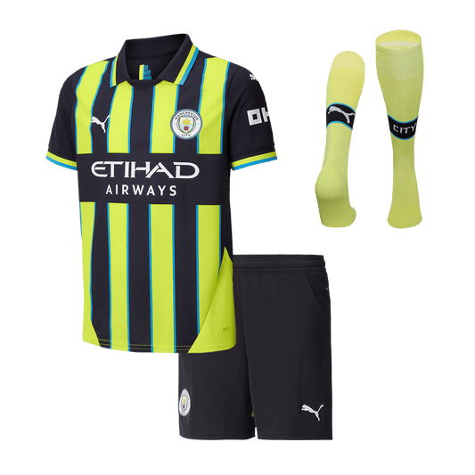 Kid's Manchester City Away  Soccer Jersey Kit(Jersey+Shorts+Socks) 2024/25 Top Soccer Jerseys Store