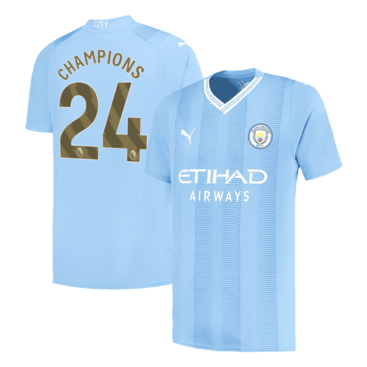 CHAMPIONS #24 Manchester City Home  Soccer Jersey 2023/24 Top Soccer Jerseys Store