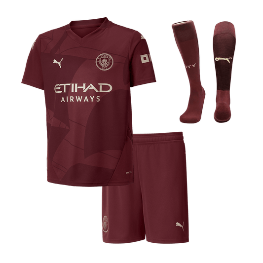 Kid's Manchester City Third Away  Soccer Jersey Kit(Jersey+Shorts+Socks) 2024/25 Top Soccer Jerseys Store