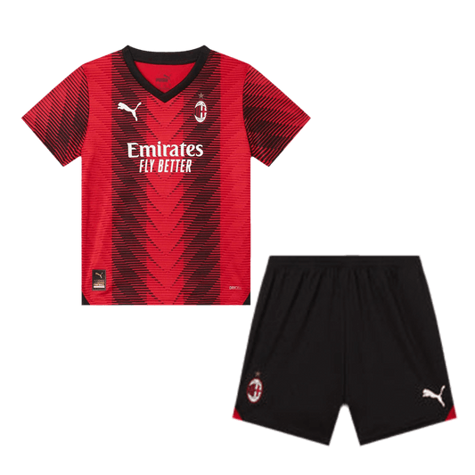 Kid's AC Milan Home  Soccer Jersey Kit(Jersey+Shorts) 2023/24 Top Soccer Jerseys Store