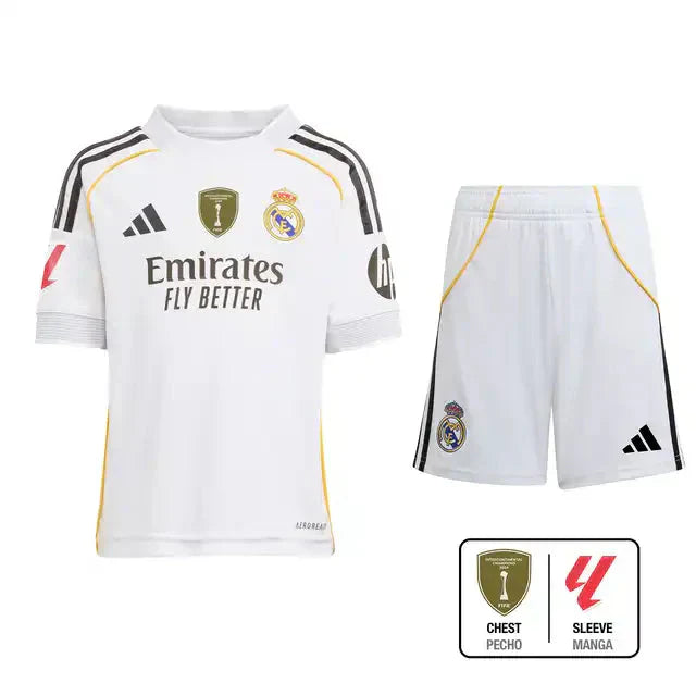 Kid's Real Madrid Home Soccer Jersey Kit(Jersey+Shorts+Socks) 2025/26 Go Game Wear