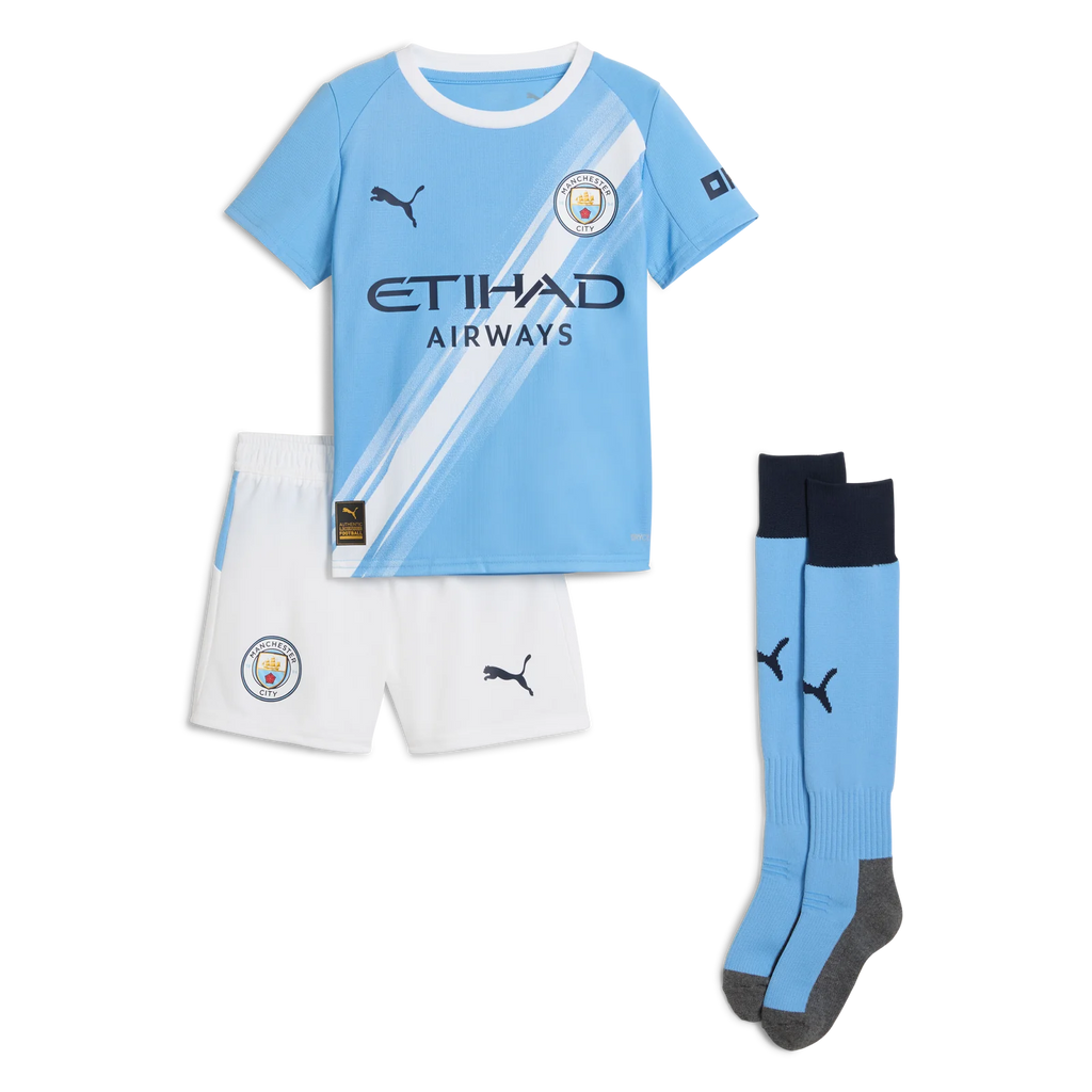 Kid's Manchester City Home Soccer Jersey Kit(Jersey+Shorts+Socks) 2025/26